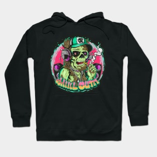 Urban Style Zombie Wearing Headphones smoke and chill out Hoodie